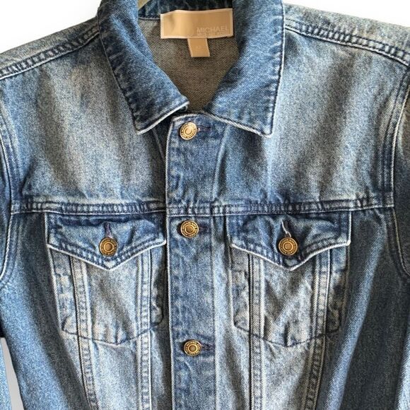 Michael Kors Denim Utility Jumpsuit Blue Medium Wash Long Sleeve Button Up XS - Picture 5 of 13